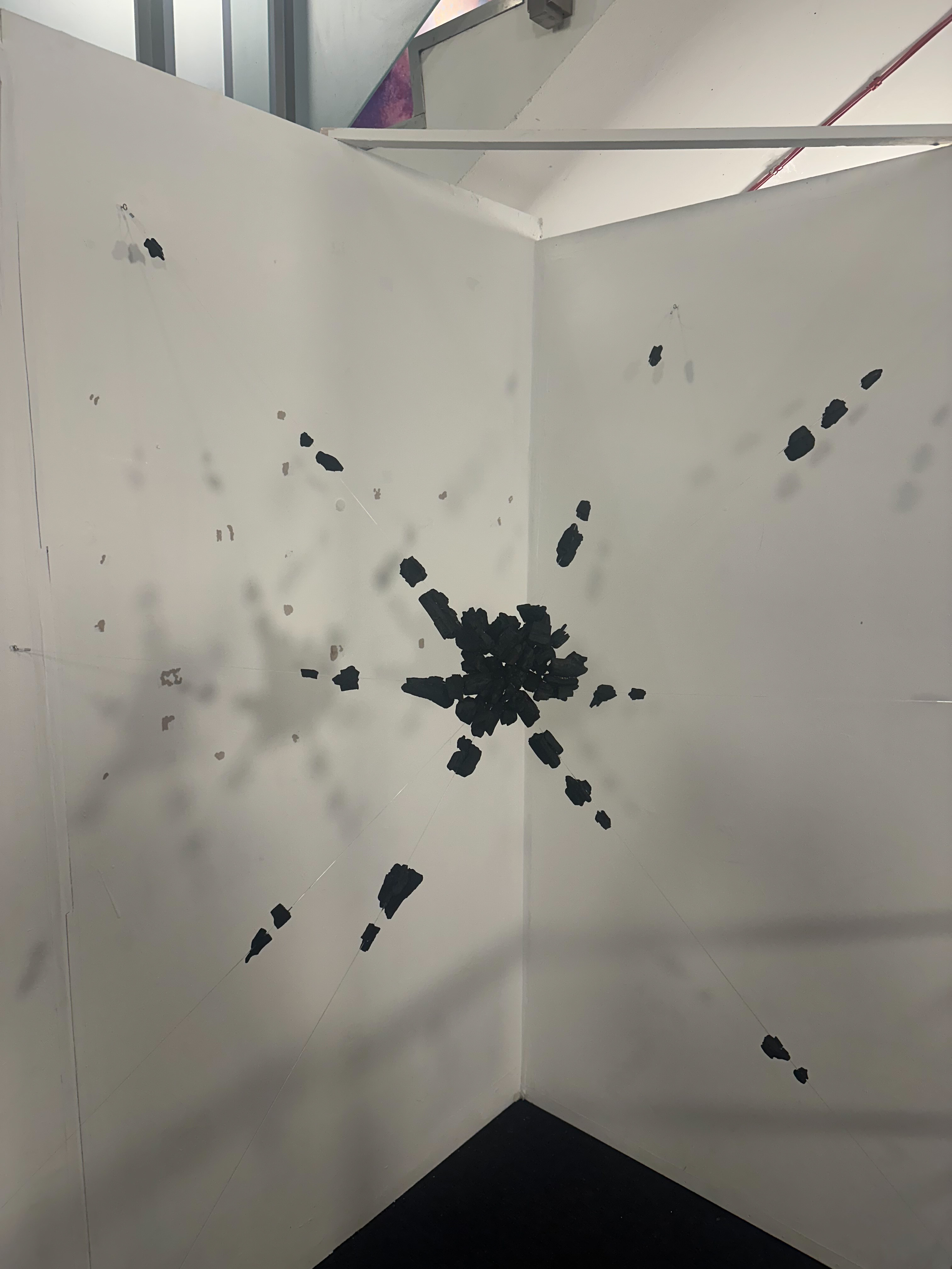 Early spatial experiment by Lea Langley developing the Dark Matter installation
