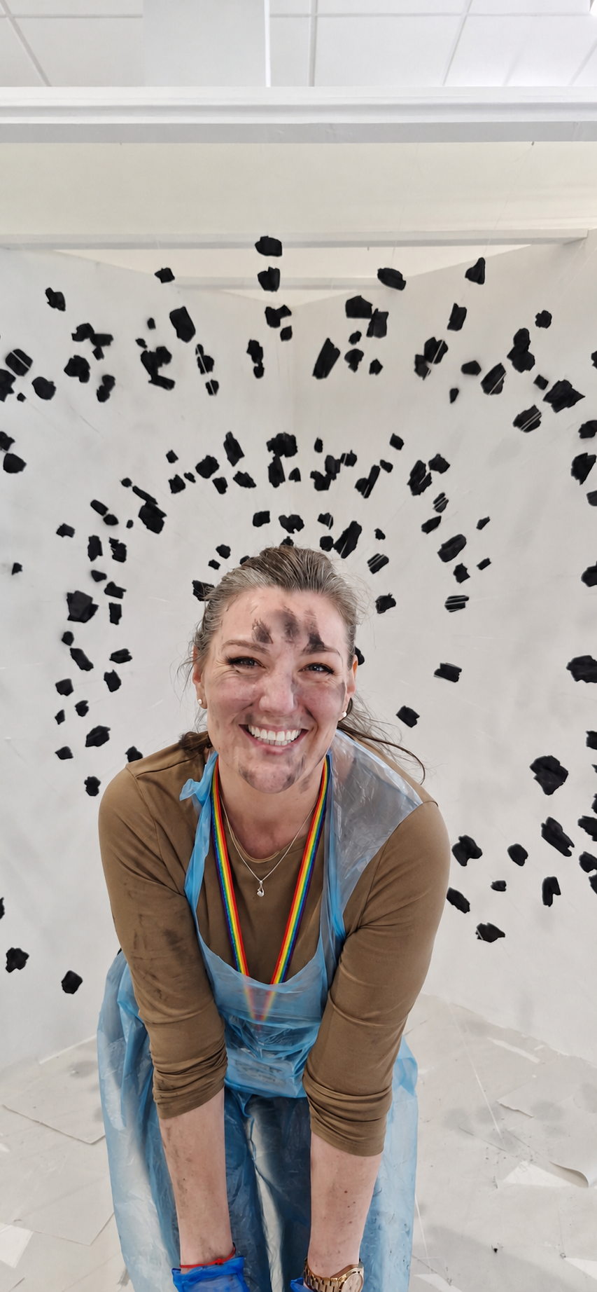 Lea Langley constructing the Dark Matter site-specific installation in 2026
