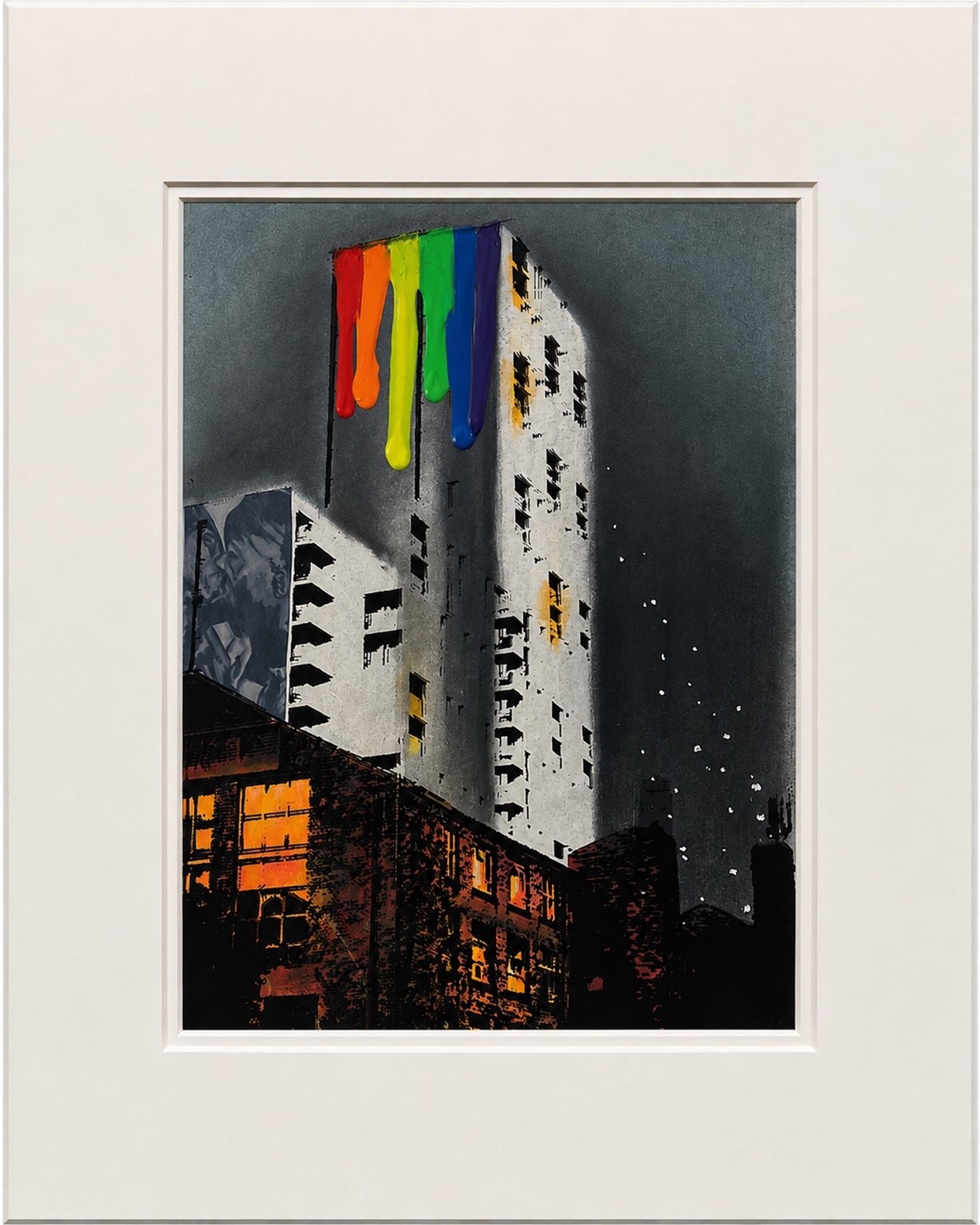 Urban Echoes II Manchester Pride and nightlife mixed media artwork by contemporary artist Lea Langley