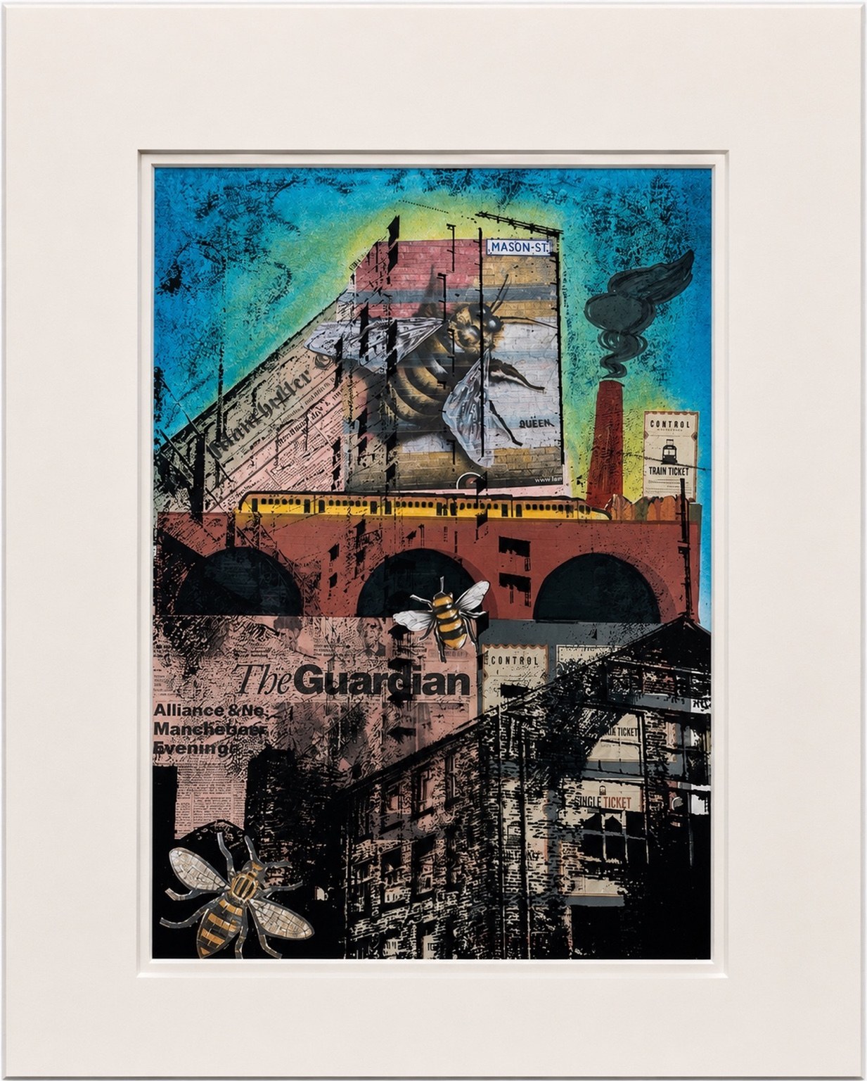 Urban Echoes III Manchester industrial architecture mixed media artwork by contemporary artist Lea Langley